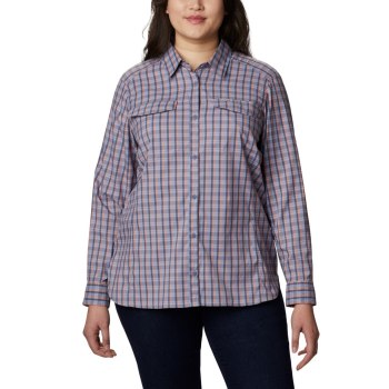 Columbia Silver Ridge Lite Plaid Long Sleeve Plus Size, Camisa Multicolor Para Mujer | 352786-XJD